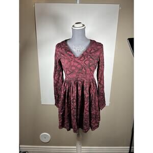 Disturbia Womens US 4 UK 8 Burgundy Snake Print Mini Dress Fit Flare Goth Alt